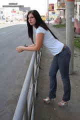 Cleo in the street and jeans striptease
