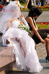 Bride upskirt white stockings